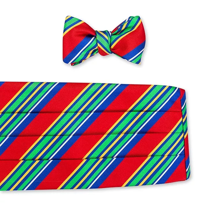 Red Davis Stripes Cummerbund Set - CB5964